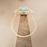 "KB" - OVAL TURQUOISE ENGAGEMENT RING WITH DIAMOND HALO & ACCENTS - EXPEDITED-6