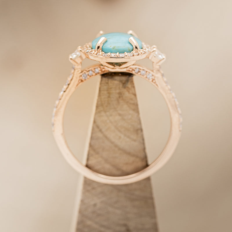 "KB" - OVAL TURQUOISE ENGAGEMENT RING WITH DIAMOND HALO & ACCENTS - EXPEDITED-6