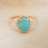 "KB" - OVAL TURQUOISE ENGAGEMENT RING WITH DIAMOND HALO & ACCENTS - EXPEDITED-4