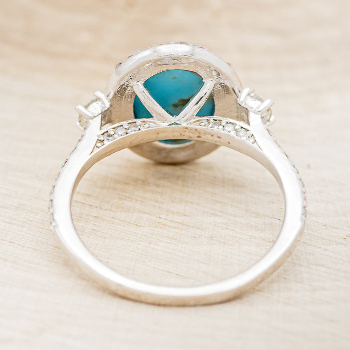 "KB" - OVAL TURQUOISE ENGAGEMENT RING WITH DIAMOND HALO & ACCENTS - EXPEDITED-12