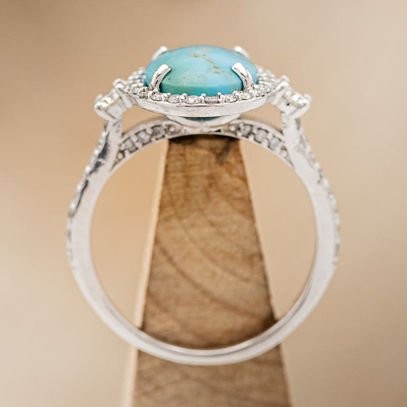 "KB" - OVAL TURQUOISE ENGAGEMENT RING WITH DIAMOND HALO & ACCENTS - EXPEDITED-11