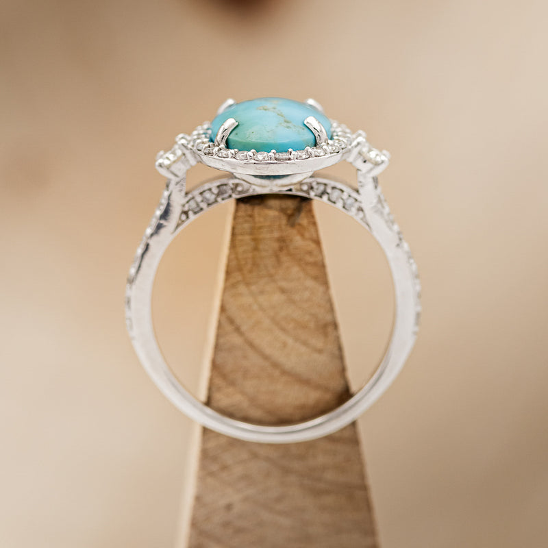 "KB" - OVAL TURQUOISE ENGAGEMENT RING WITH DIAMOND HALO & ACCENTS - EXPEDITED-11