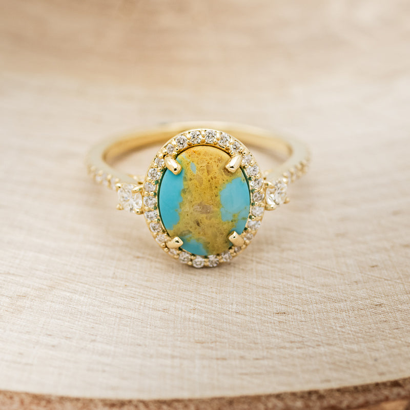 "KB" - OVAL TURQUOISE ENGAGEMENT RING WITH DIAMOND HALO & ACCENTS - EXPEDITED-16