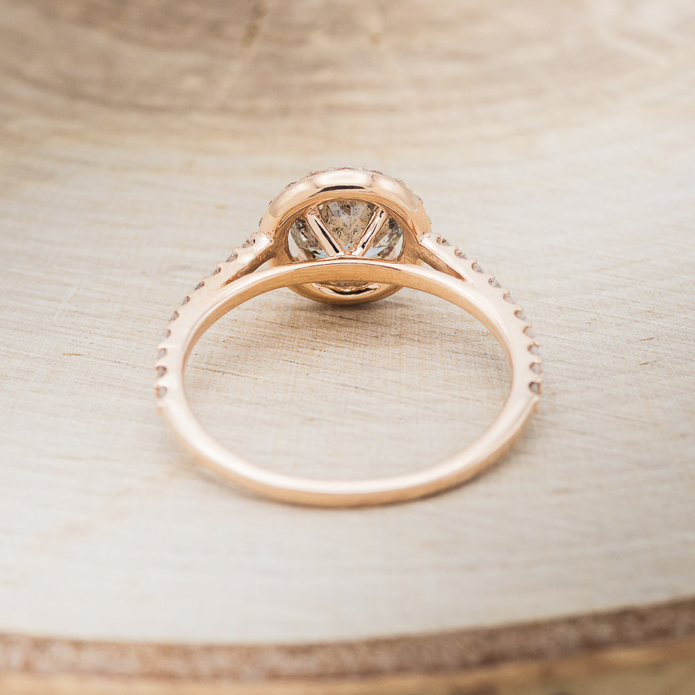 "FELICE" - ROUND CUT SALT & PEPPER DIAMOND ENGAGEMENT RING WITH DIAMOND HALO-6