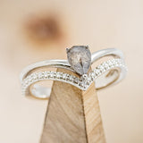 "CICELY" - ENGAGEMENT RING WITH DIAMOND ACCENTS - SHOWN W/ PEAR-SHAPED SALT & PEPPER DIAMOND - SELECT YOUR OWN STONE