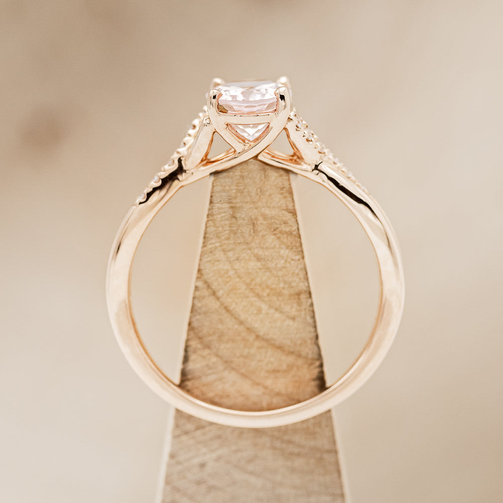 "ROSLYN" - OVAL MORGANITE ENGAGEMENT RING WITH DIAMOND ACCENTS-5