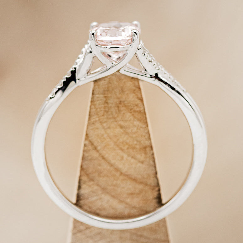 "ROSLYN" - OVAL MORGANITE ENGAGEMENT RING WITH DIAMOND ACCENTS-11