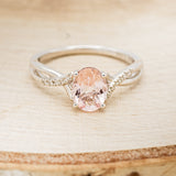 "ROSLYN" - OVAL MORGANITE ENGAGEMENT RING WITH DIAMOND ACCENTS