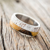 "ARLO" - ANTLER & SPALTED MAPLE WEDDING BAND - TITANIUM - SIZE 16-2