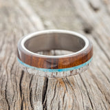 "ARGOS" - IRONWOOD, ANTLER & TURQUOISE WEDDING BAND - READY TO SHIP-3