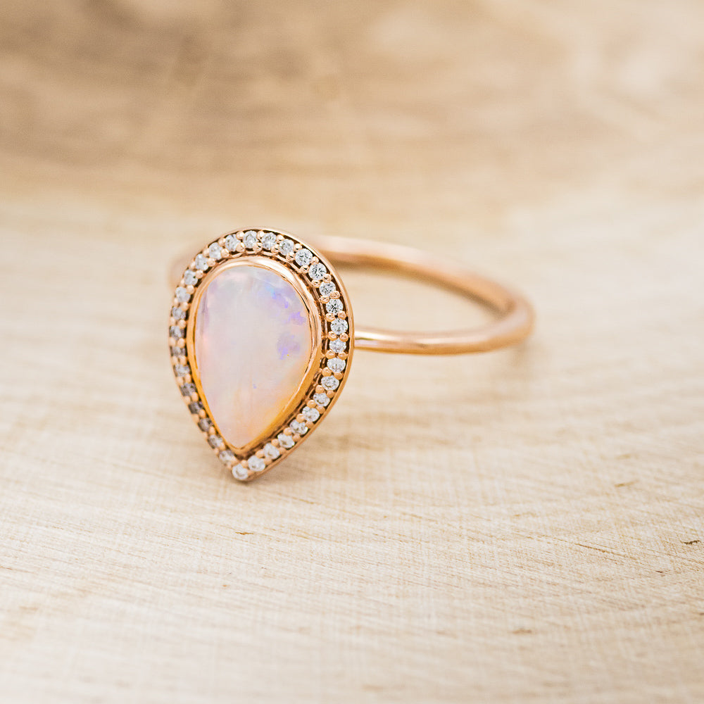 "TERRA" - PEAR-SHAPED OPAL ENGAGEMENT RING WITH DIAMOND HALO-3