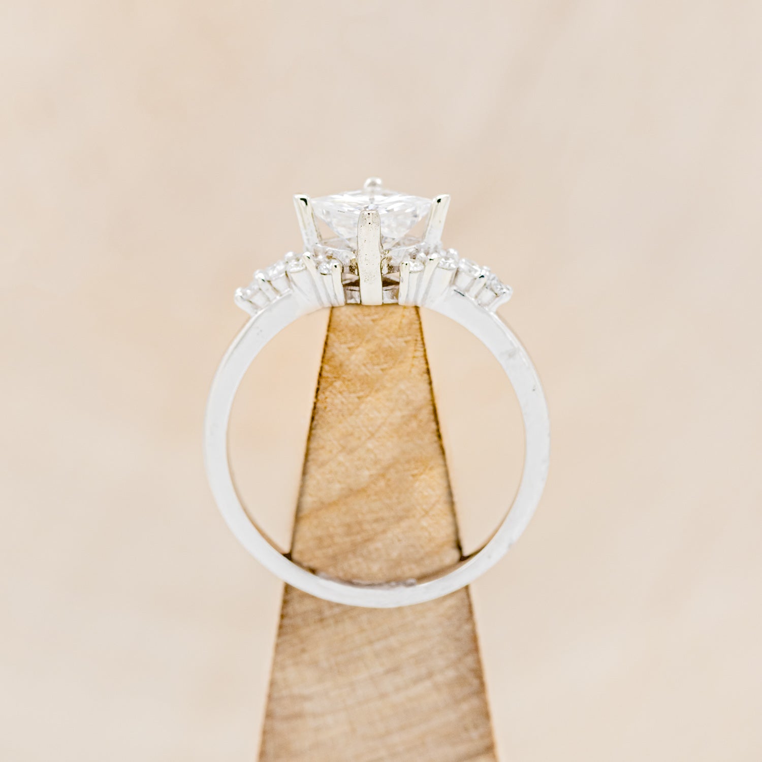 "LAYLA" - PRINCESS CUT MOISSANITE ENGAGEMENT RING WITH DIAMOND ACCENTS & TRACER-10