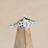 "LAYLA" - PRINCESS CUT MOISSANITE ENGAGEMENT RING WITH DIAMOND ACCENTS & TRACER