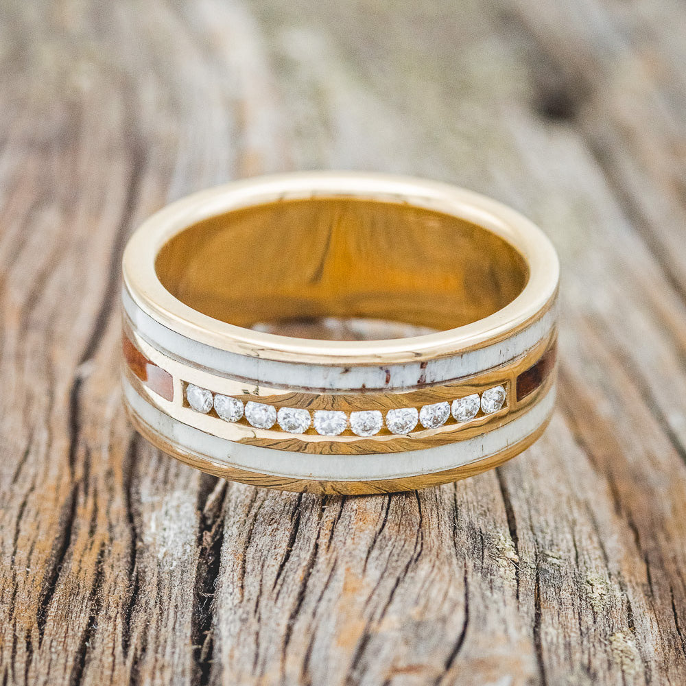 "RIO" - DIAMONDS, ANTLER & IRONWOOD WEDDING RING-3