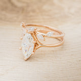 "TULIP" - MARQUISE MOISSANITE ENGAGEMENT RING WITH "IDHAL" DIAMOND STACKING BAND