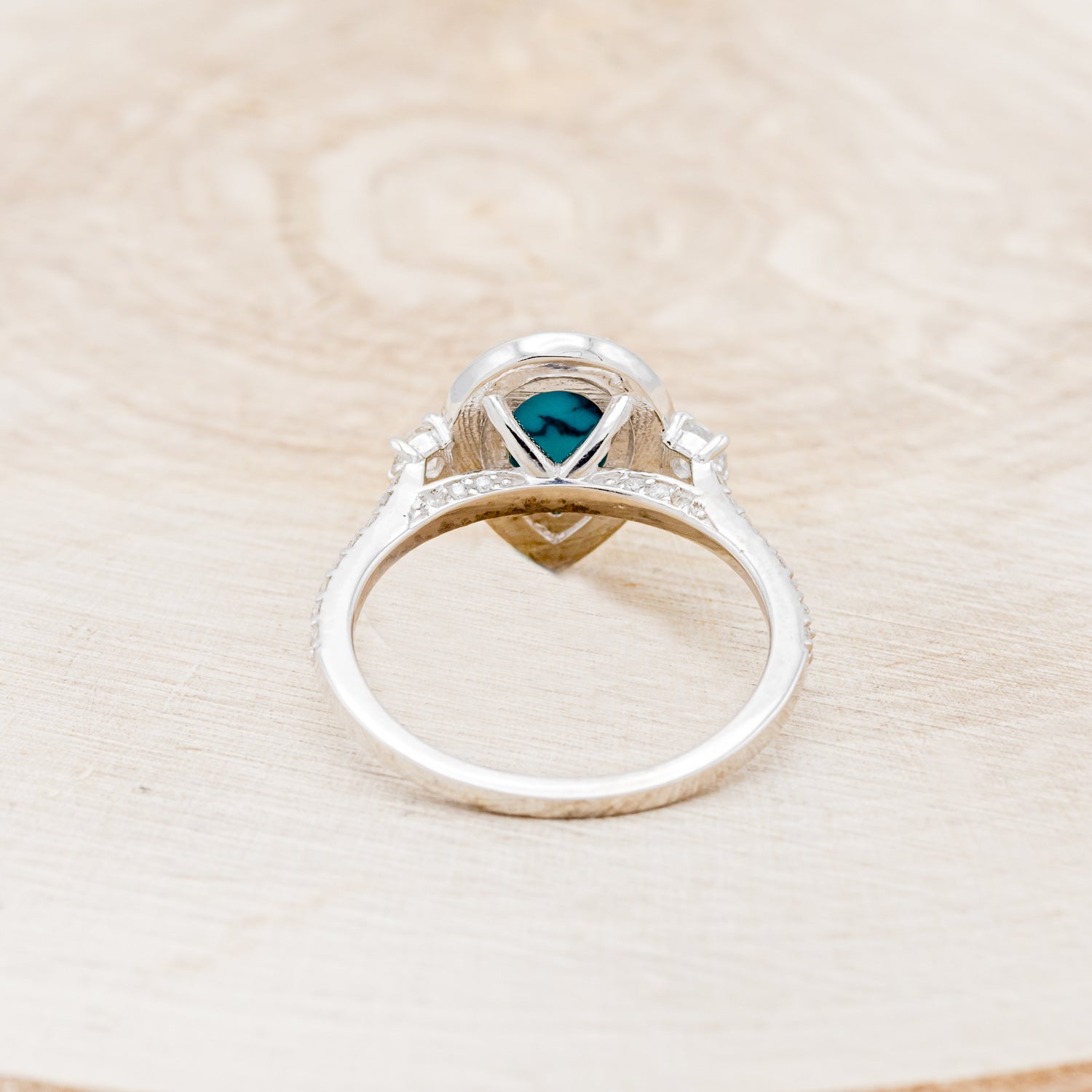 "KB" - PEAR-SHAPED TURQUOISE ENGAGEMENT RING WITH DIAMOND HALO & ACCENTS-6