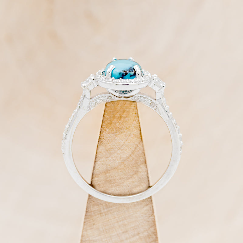 "KB" - PEAR-SHAPED TURQUOISE ENGAGEMENT RING WITH DIAMOND HALO & ACCENTS-5