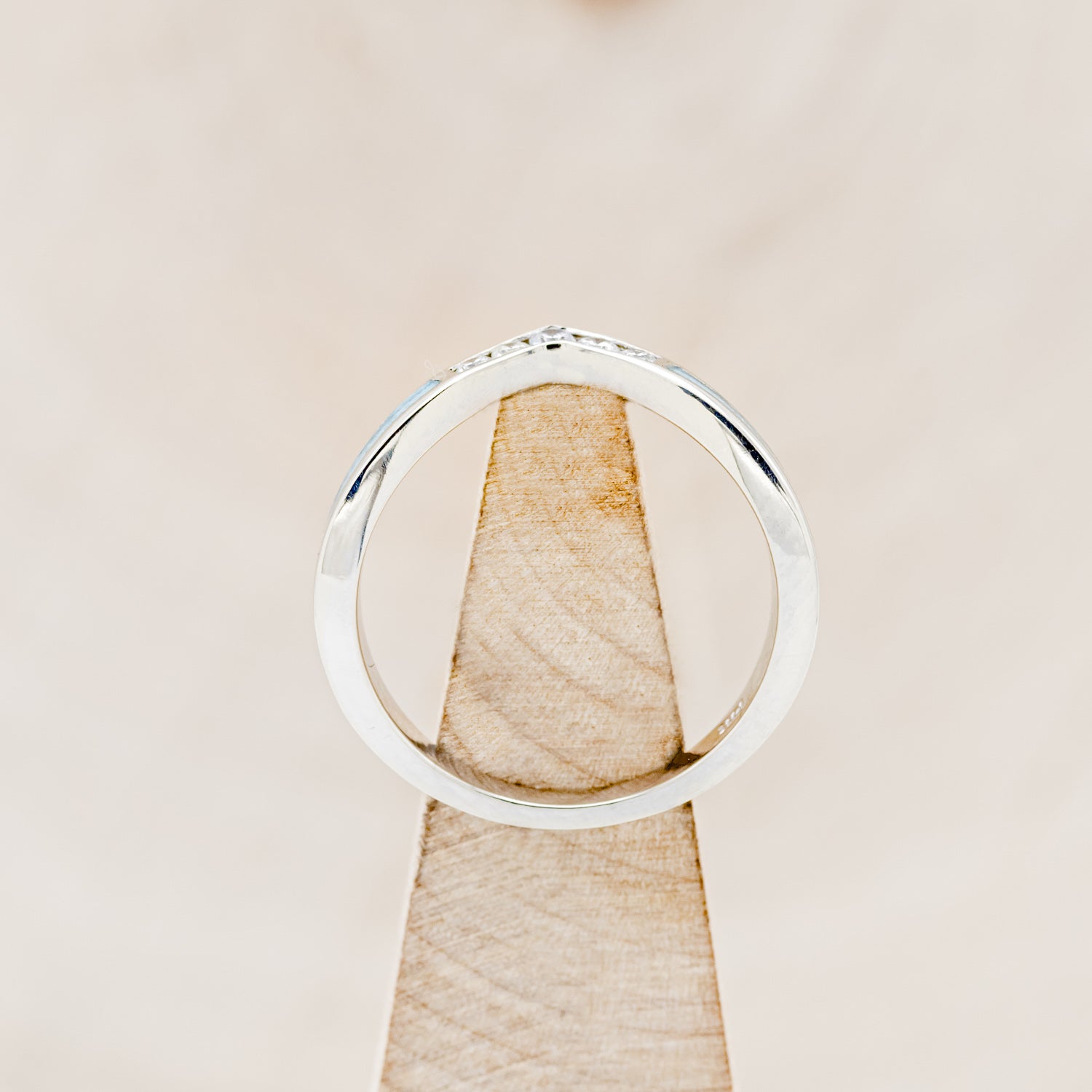 "KIDA" - V-SHAPED STACKING BAND WITH DIAMONDS & TURQUOISE INLAYS-5