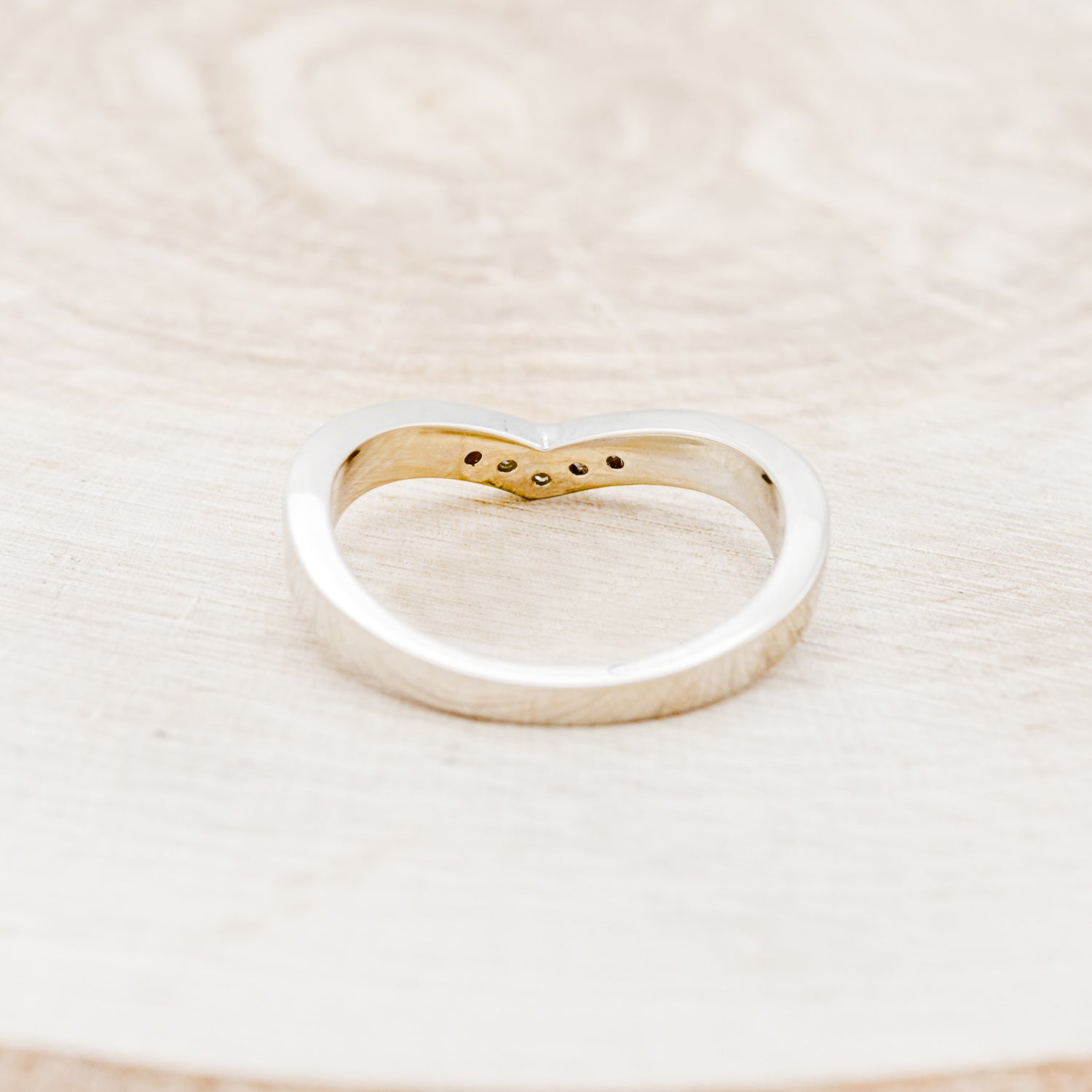 "KIDA" - V-SHAPED STACKING BAND WITH DIAMONDS & TURQUOISE INLAYS-6