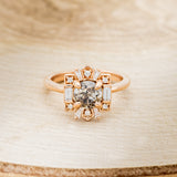 "CLEOPATRA" - ROUND CUT SALT & PEPPER DIAMOND ENGAGEMENT RING WITH DIAMOND TRACER
