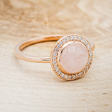 "TERRA" - ROUND CUT ROSE QUARTZ ENGAGEMENT RING WITH DIAMOND HALO