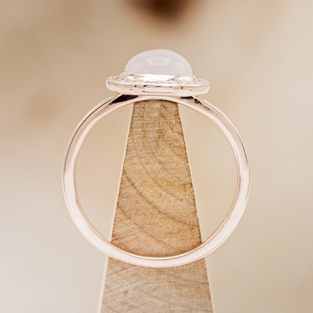 "TERRA" - ROUND CUT ROSE QUARTZ ENGAGEMENT RING WITH DIAMOND HALO-6