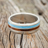 "COSMO" - IRONWOOD & TURQUOISE WEDDING BAND - READY TO SHIP-9