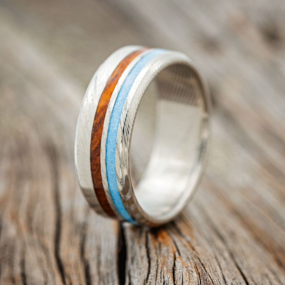 "COSMO" - IRONWOOD & TURQUOISE WEDDING BAND-7