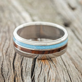 "COSMO" - IRONWOOD & TURQUOISE WEDDING BAND - READY TO SHIP-3