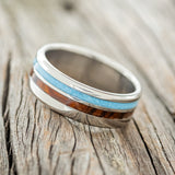 "COSMO" - IRONWOOD & TURQUOISE WEDDING BAND - READY TO SHIP-2