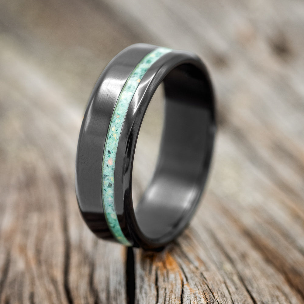 "VERTIGO" - MALACHITE & OPAL MIXED INLAY WEDDING BAND-4