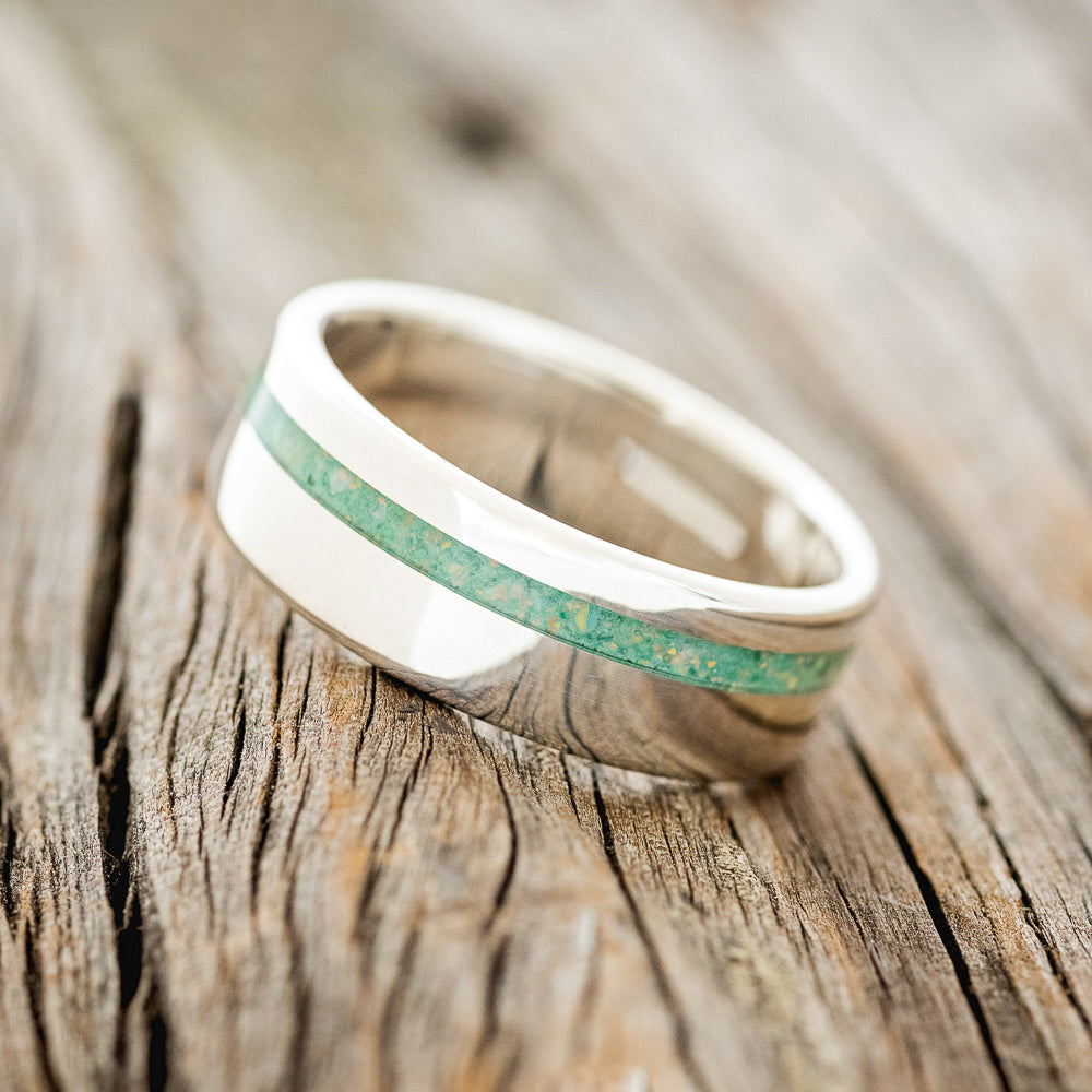 "VERTIGO" - MALACHITE & OPAL MIXED INLAY WEDDING BAND-11