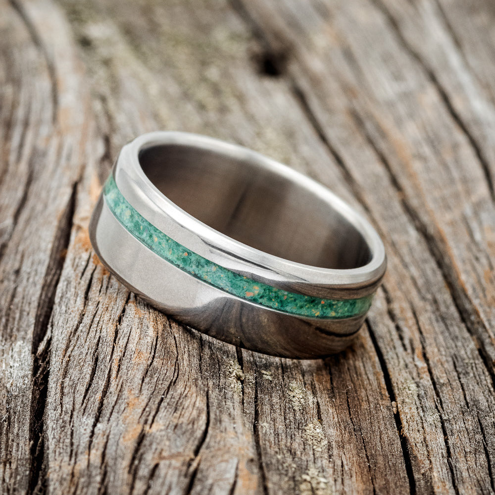 "VERTIGO" - MALACHITE & OPAL MIXED INLAY WEDDING BAND-2