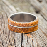 "GOLDEN" - WHISKEY BARREL OAK WEDDING RING - READY TO SHIP-3