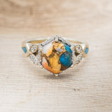 "LUCY IN THE SKY" - HEXAGON SPINY OYSTER TURQUOISE ENGAGEMENT RING WITH DIAMOND ACCENTS & TURQUOISE INLAYS