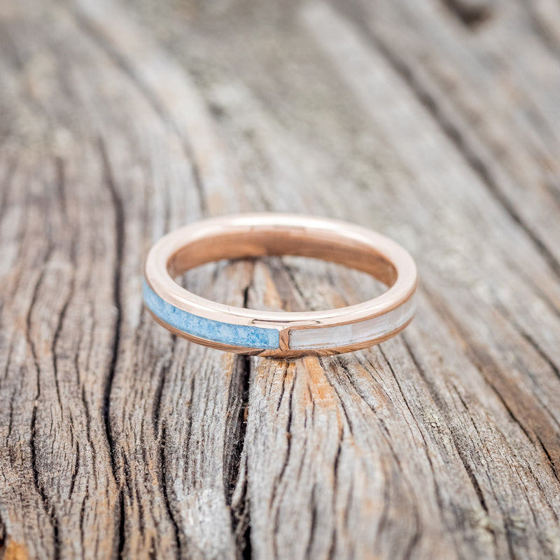 "HARMONY" - TURQUOISE & MOTHER OF PEARL SPLIT STACKING BAND