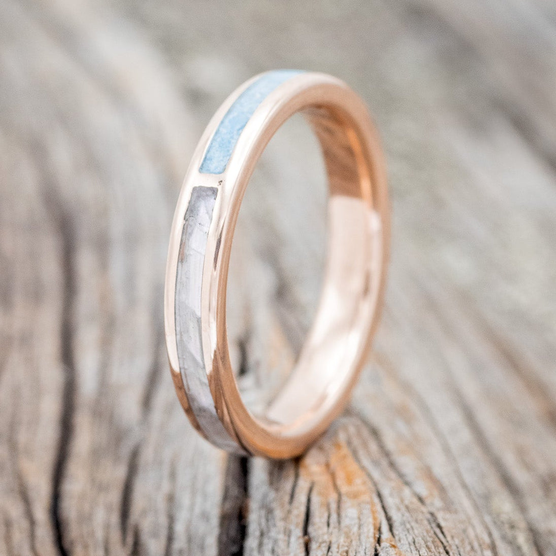 "HARMONY" - TURQUOISE & MOTHER OF PEARL SPLIT STACKING BAND-4