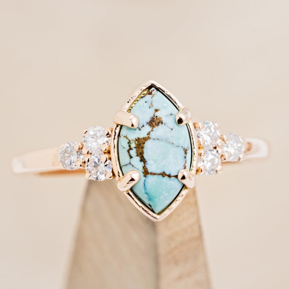 "RAYA" - MARQUISE TURQUOISE ENGAGEMENT RING WITH DIAMOND ACCENTS & CHRYSOCOLLA RING GUARD-19