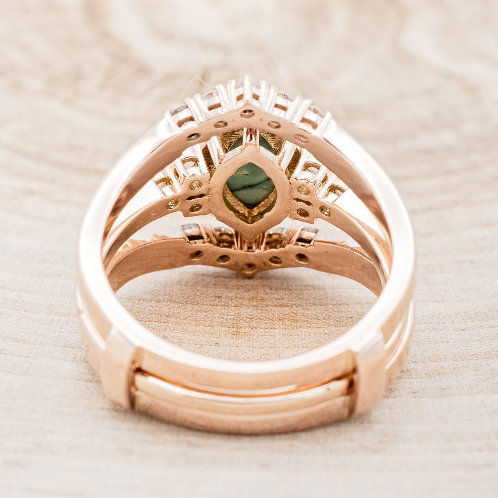 "RAYA" - MARQUISE TURQUOISE ENGAGEMENT RING WITH DIAMOND ACCENTS & RING GUARD-6