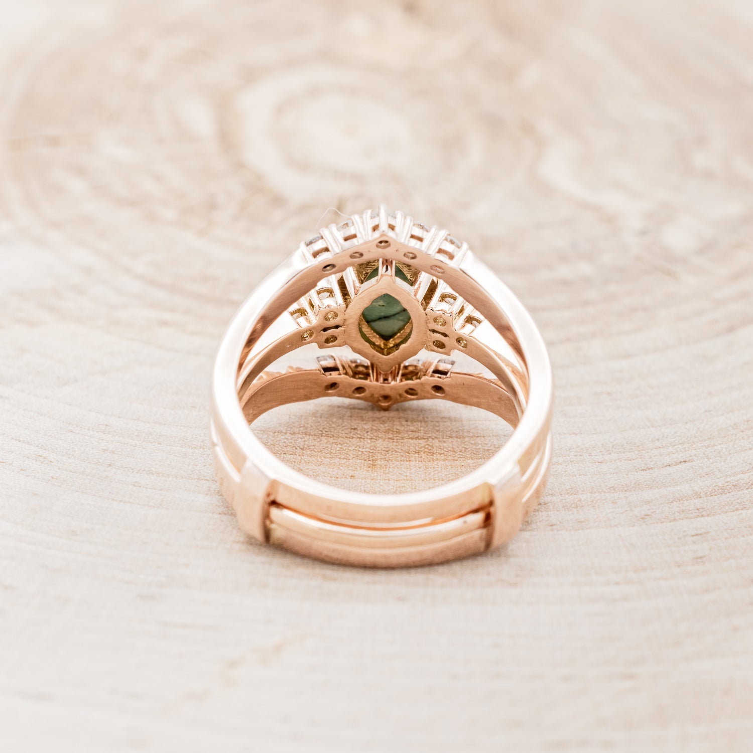 "RAYA" - MARQUISE TURQUOISE ENGAGEMENT RING WITH DIAMOND ACCENTS & RING GUARD-6