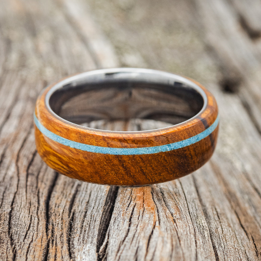 "REMMY" - IRONWOOD & TURQUOISE WEDDING RING - READY TO SHIP-6