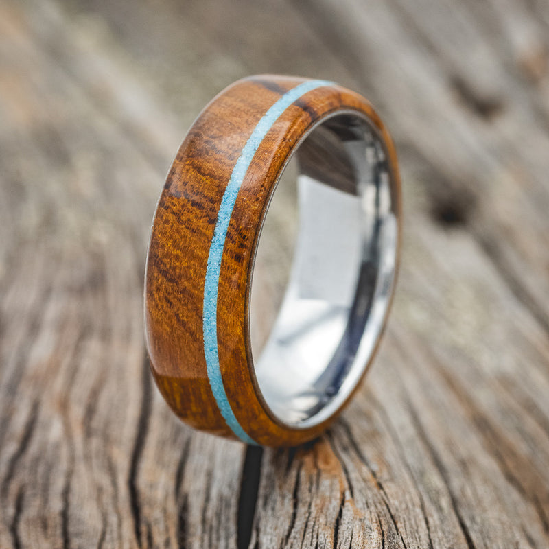 "REMMY" - IRONWOOD & TURQUOISE WEDDING RING - READY TO SHIP-4