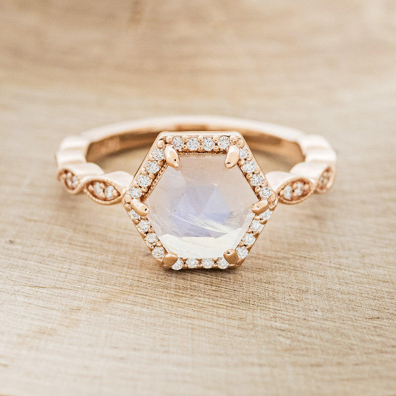 1.62ct Moonstone Celestial Teardrop Engagement Ring- Moonstone Diamond Halo  14k White Gold Promise Ring- Cabochon Moonstone Gold Ring