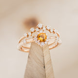 "STARLA" - ROUND CUT CITRINE ENGAGEMENT RING WITH DIAMOND ACCENTS & "LEA" TRACERS