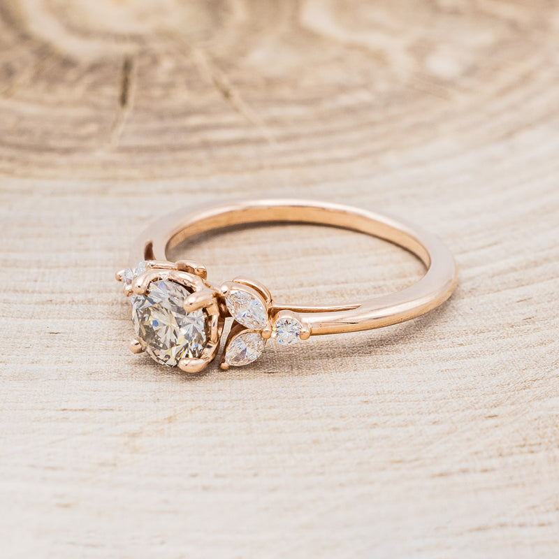 Floral Blossom & Pave Notes Engagement Ring in 14K Rose Gold 4mm Width Band  (Setting Price) & James Allen & 53165