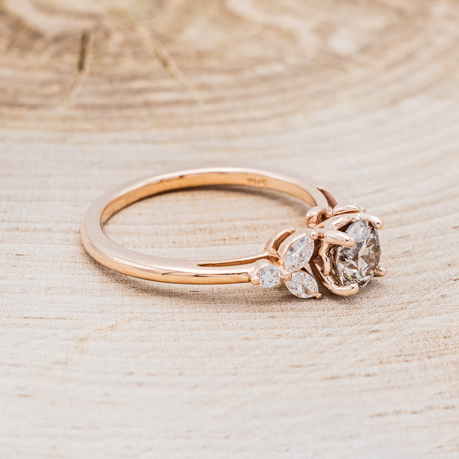 "BLOSSOM" - ENGAGEMENT RING WITH LEAF-SHAPED DIAMOND ACCENTS - MOUNTING ONLY - SELECT YOUR OWN STONE-6