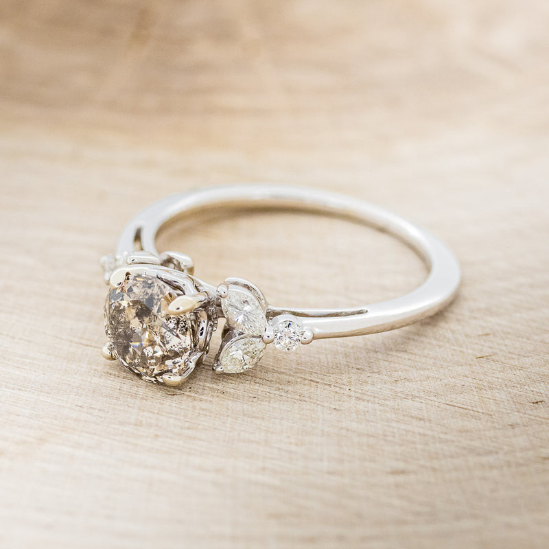 "BLOSSOM" - ENGAGEMENT RING WITH LEAF-SHAPED DIAMOND ACCENTS - MOUNTING ONLY - SELECT YOUR OWN STONE-12