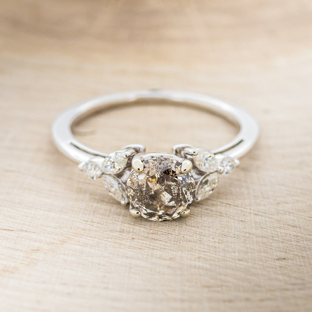 "BLOSSOM" - ENGAGEMENT RING WITH LEAF-SHAPED DIAMOND ACCENTS - MOUNTING ONLY - SELECT YOUR OWN STONE-13