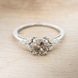 "BLOSSOM" - ENGAGEMENT RING WITH LEAF-SHAPED DIAMOND ACCENTS - MOUNTING ONLY - SELECT YOUR OWN STONE-13