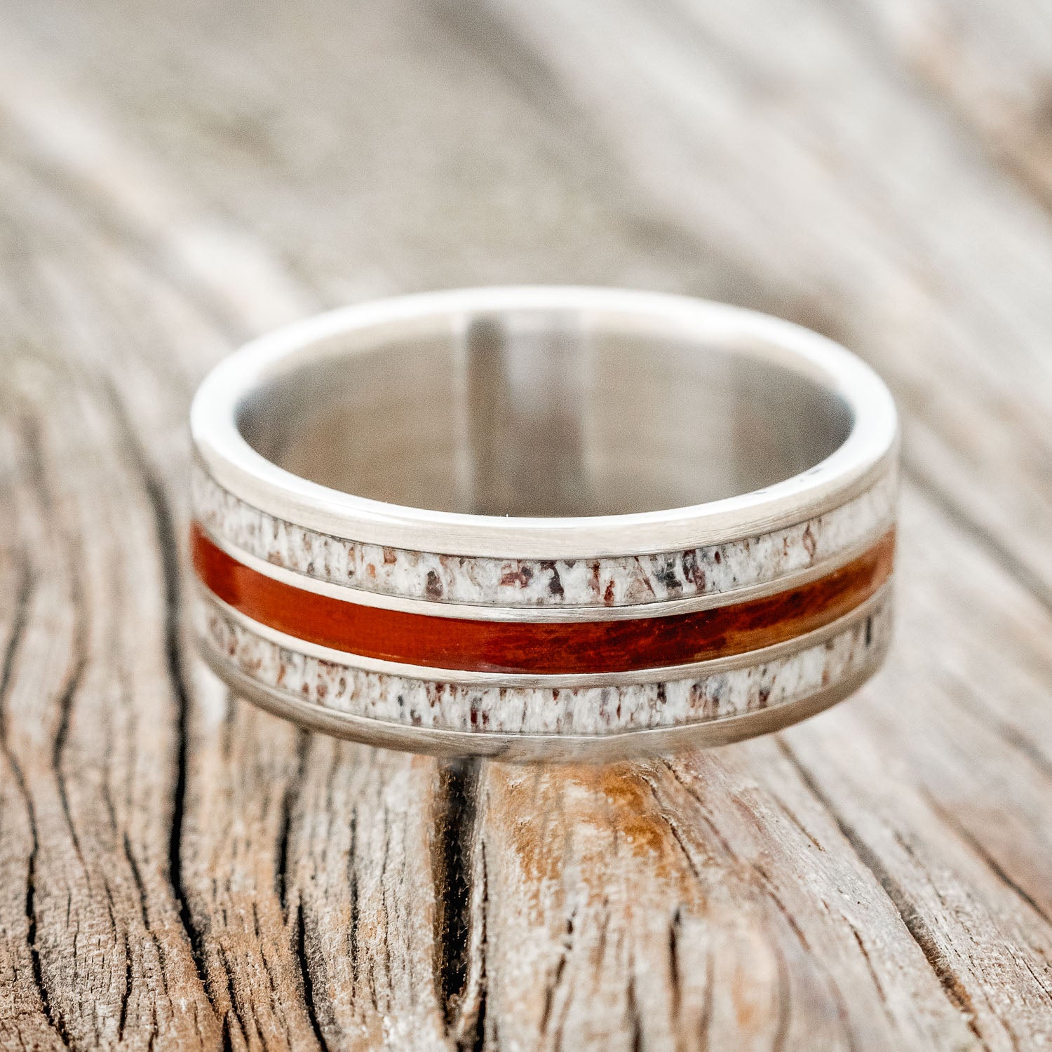 "RIO" - ELK ANTLER & PADAUK WOOD WEDDING BAND-3